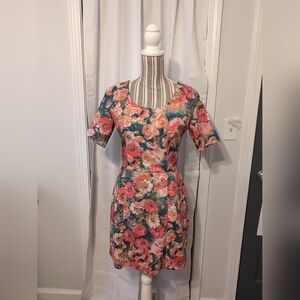NWOT Gianni Bini‎ Floral Dress Sheer Back Zipper Small Coquette Y2K